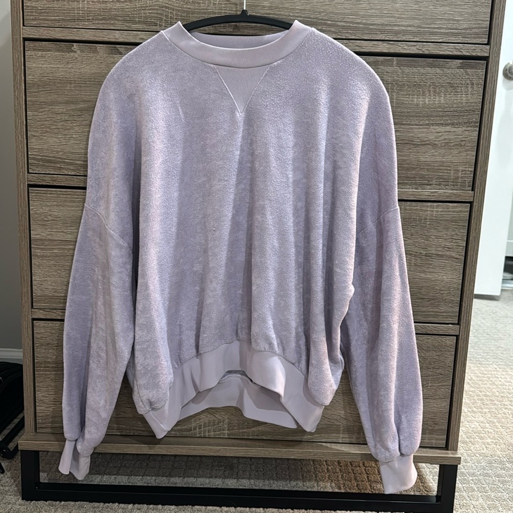 Women’s Terrycloth Purple Crewneck Sweatshirt
